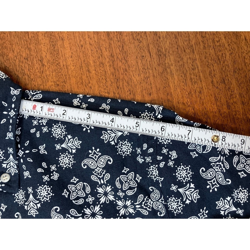 3sixteen Mens Small Navy Blue Bandana Paisely Print Cotton Linen Shirt Made USA - Picture 12 of 13